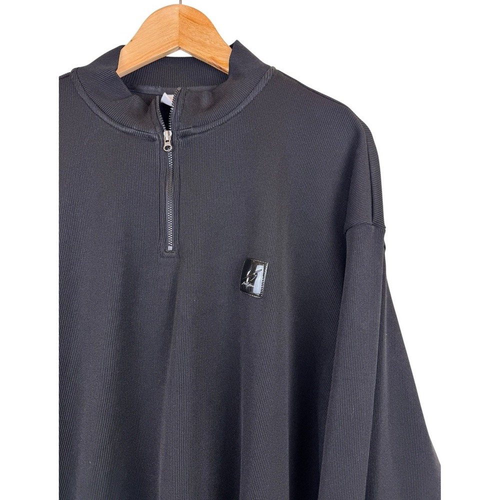 Karl Kani Black 1/4 Zip Sweater Men's XXL Long Sleeve Elbow 'Pad'‎ Print Logo